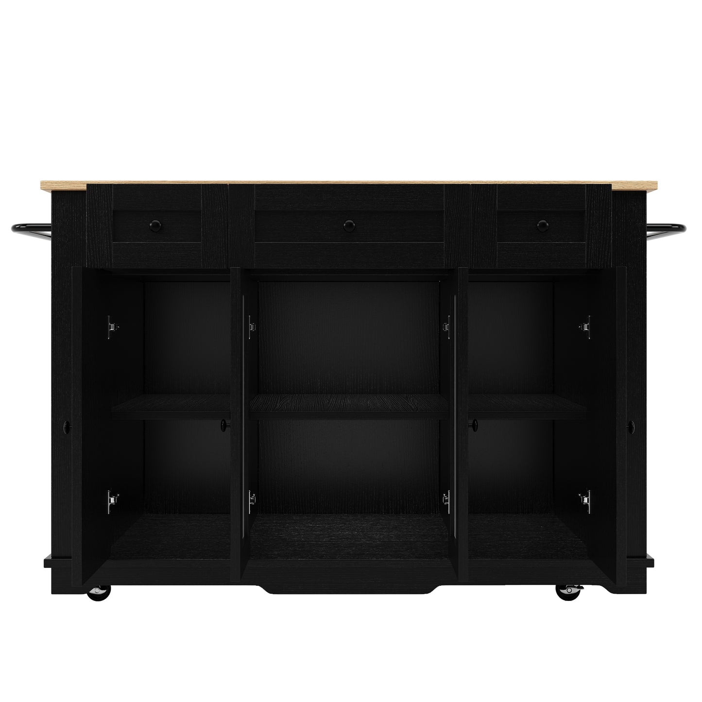 Keukentrolley – Keukenwagen – Keukenmeubel – Werkstation – Serveerwagen – Uitklapbaar Werkblad – Houtlook MDF – 106×50/78×90,5 cm – Zwart
