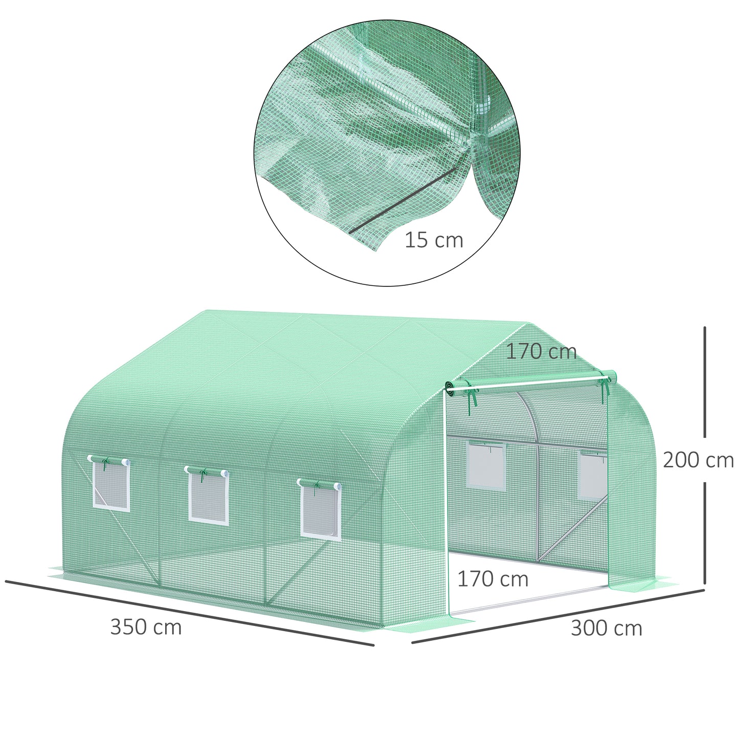Kweektunnel – Tuinkas – Plantentunnel – Groentekas – Kas op Grond – 10,5 m² Oppervlak – Versterkt Stalen Frame