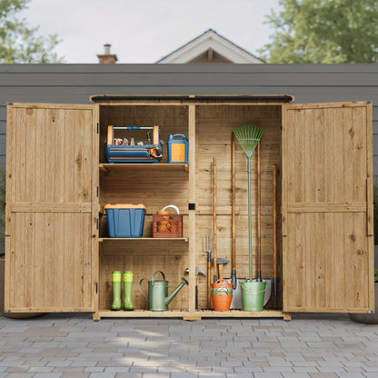 Tuinhuisje – Tuinschuur – Tuinberging – Buitenopslag – Gereedschapsschuur – Houten Tuinhuisje Met Dubbele Deuren – Waterafstotend Dak – Verwijderbare Planken