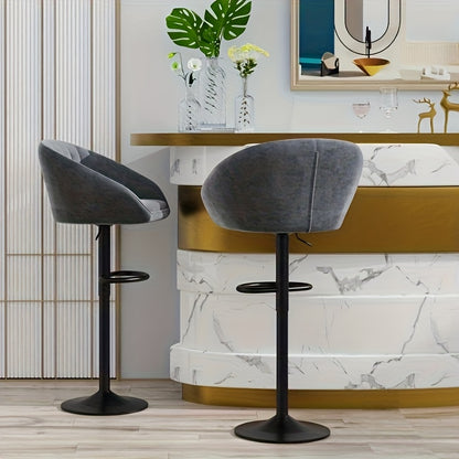 Barstoel – Barkruk – Barstoelset – Keukenstoel – Barkrukken – Verstelbaar – Draaibaar – Velvet Zitting – Met Metalen Frame