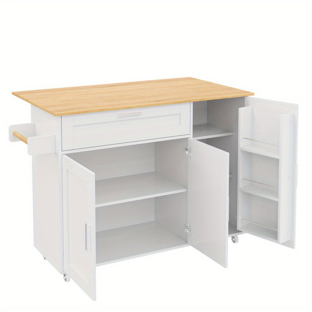 Keukentrolley – Keukenwagen – Serveerwagen – Opbergtrolley – Keukenkast – Oprolbaar – 5 Zwenkwielen – Houtnerflook 132,5x44x90 cm