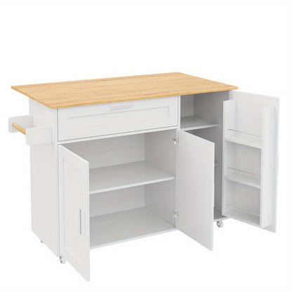 Keukentrolley – Keukenwagen – Serveerwagen – Opbergtrolley – Keukenkast – Oprolbaar – 5 Zwenkwielen – Houtnerflook 132,5x44x90 cm