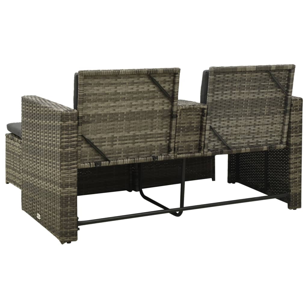 Loungeset – Tuinset – Zitgroep – Loungesofa – Balkonset – PE-Rattan – Waterafstotende Kussens – Poedergecoat Stalen Frame – Modern Grijs