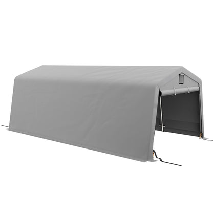 Carport – Garage – Overkapping – Schuur – Afdak – Lichtgrijs – Stevig Gegalvaniseerd Staal – Waterdicht UV-Bestendig Zeildoek 6,2 x 3,3 x 2,4 m