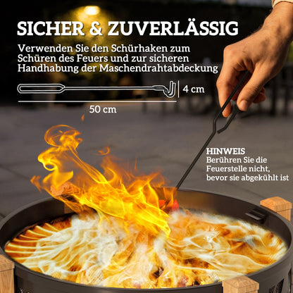 Vuurschaal – Vuurkorf – Tuinhaard – Buitenhaard – Barbecue – 2-In-1 Design – Grillrooster Ø58 Cm – Zwart-Bruin Metalen Behuizing