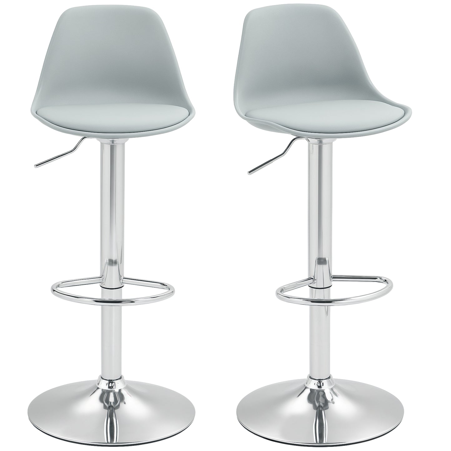 Barkrukken – Barstoelen – Krukken – Hoogte Verstelbare Stoelen – Draaibaar – Met Rugleuning – Grijs – Max 120 Kg – Compact 42x38 cm