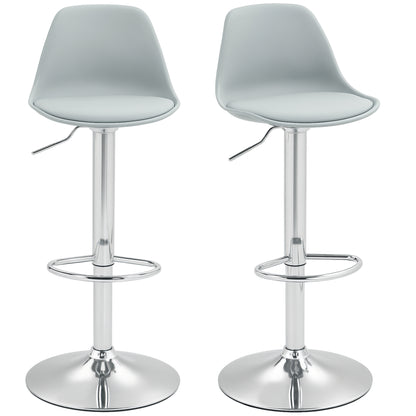 Barkrukken – Barstoelen – Krukken – Hoogte Verstelbare Stoelen – Draaibaar – Met Rugleuning – Grijs – Max 120 Kg – Compact 42x38 cm