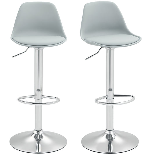 Barkrukken – Barstoelen – Krukken – Hoogte Verstelbare Stoelen – Draaibaar – Met Rugleuning – Grijs – Max 120 Kg – Compact 42x38 cm