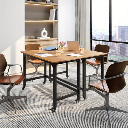 Bureautafel – Computerbureau – Computertafel – Laptoptafel – Werktafel – Mobiel met Wieltjes – 120x60 cm – Houtkleur Met Metaal