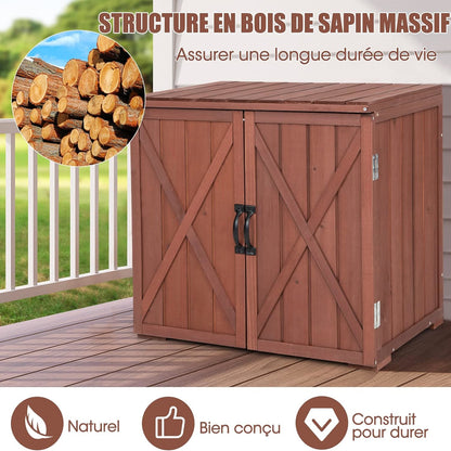 Houten Opbergkast – Tuinkast – Bergkast – Buitenberging – Gereedschapskast – Massief Dennenhout – Ruime Opbergruimte 77x56x72 cm