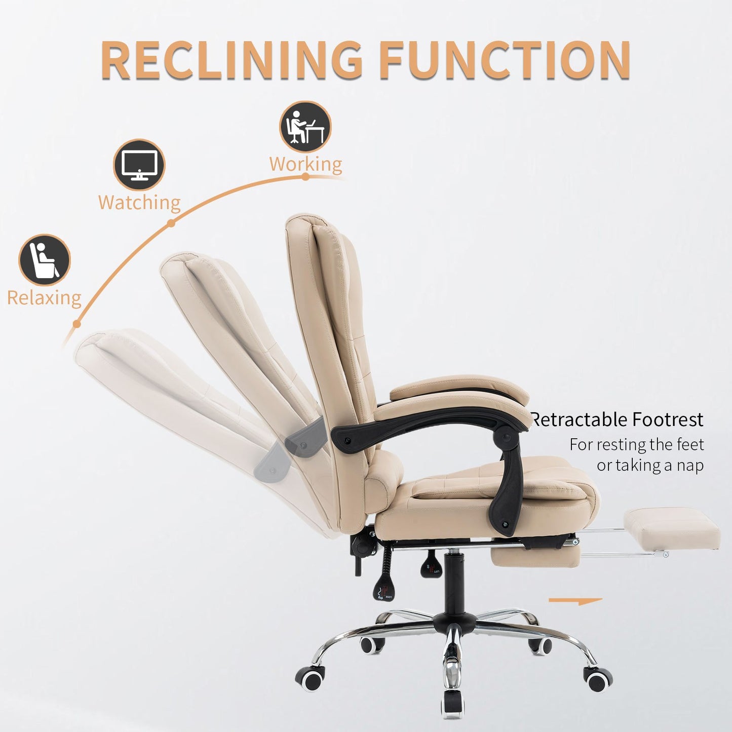 Bureaustoel – Kantoorstoel – Computestoel – Draaistoel – Gamestoel – Ergonomisch Design – Verstelbare Hoogte met Lendensteun – Flip-Up Armleuningen – Stille Wielen – Wit