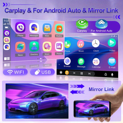 Autorradio – Multimedia Speler – Navigatiesysteem – Touchscreen Unit – Dubbele Din – 9 Inch Scherm – Android 15 Systeem – Draadloze CarPlay & GPS Met Camera