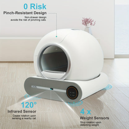 Automatische Kattenbak – Zelfreinigende Kattenbak – Elektrische Kattenbak – Slimme Kattenbak – Kattenbak Met App – 65L Grote Capaciteit – Infrarood- En Gewichtssensoren