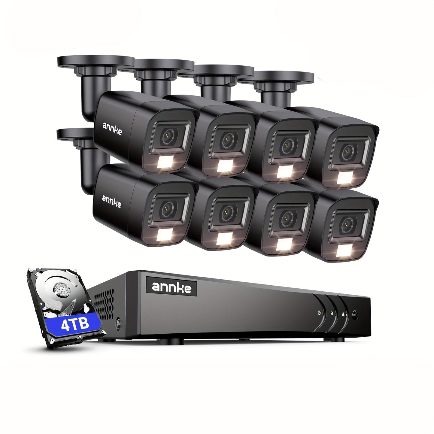 Beveiligingssysteem – Camerasysteem – Videobewaking – Bewakingsset – 8x HD Camera’s – 4TB HDD – AI Mens- en Voertuigdetectie – Nachtzicht 20 Meter