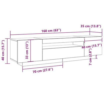 TV-Meubel – TV-Kast – Entertainmentcenter – Mediaconsol – Opbergmeubel – Zwarte Houtlook – 160x35x40 cm – Geschikt Tot 65 Inch