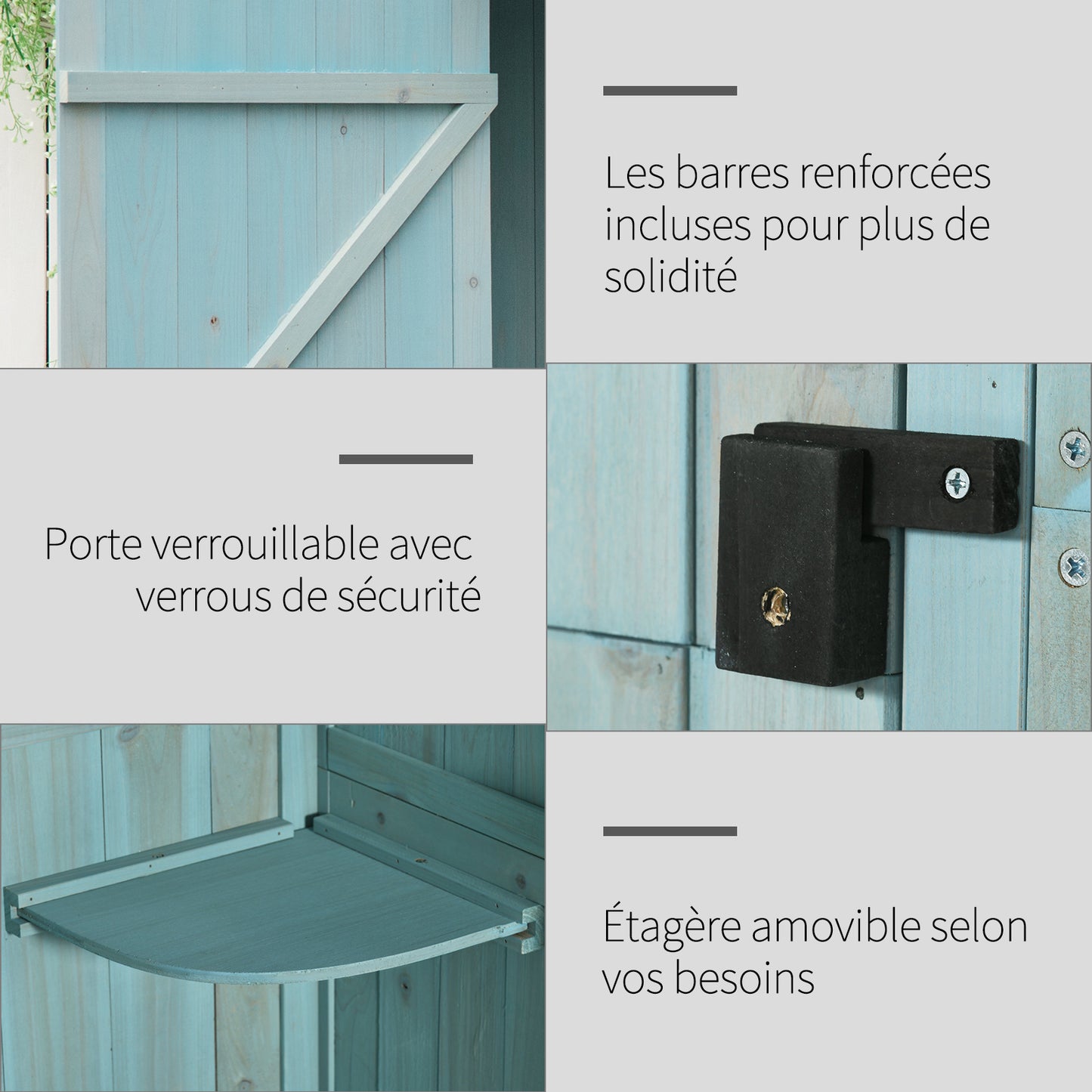 Tuinhuisje – Tuinschuur – Berging – Opbergkast – Gereedschapsschuur – Behandeld Grenenhout – Waterdicht Bitumen Dak – Compact 77x54x179 cm – Blauw
