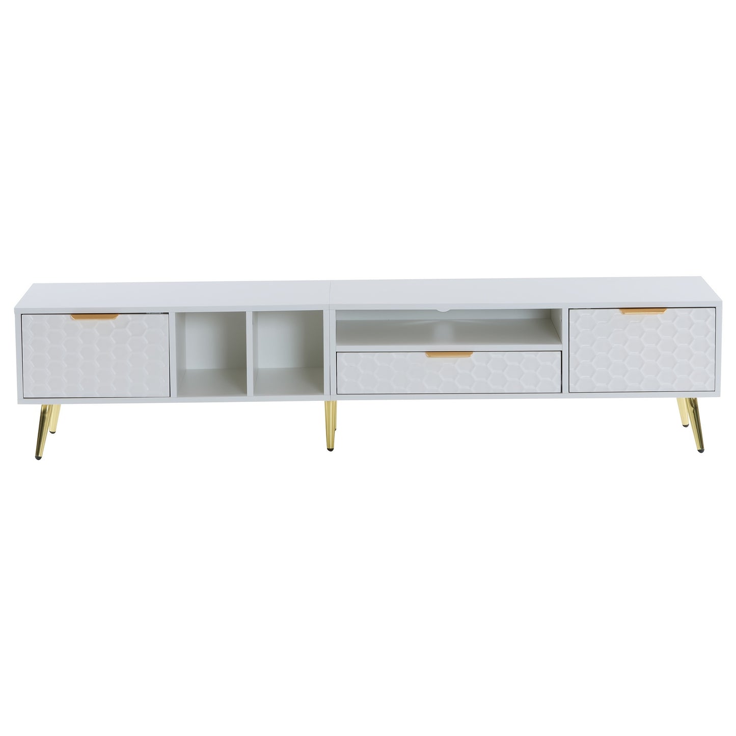 Tv-kast – TV Meubel – Media Kast – Entertainment Meubel – Luxe Verticale Kast – Geschikt voor TV’s tot 80 inch – Mat Wit Met Honeycomb Design