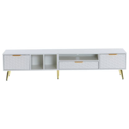 Tv-kast – TV Meubel – Media Kast – Entertainment Meubel – Luxe Verticale Kast – Geschikt voor TV’s tot 80 inch – Mat Wit Met Honeycomb Design