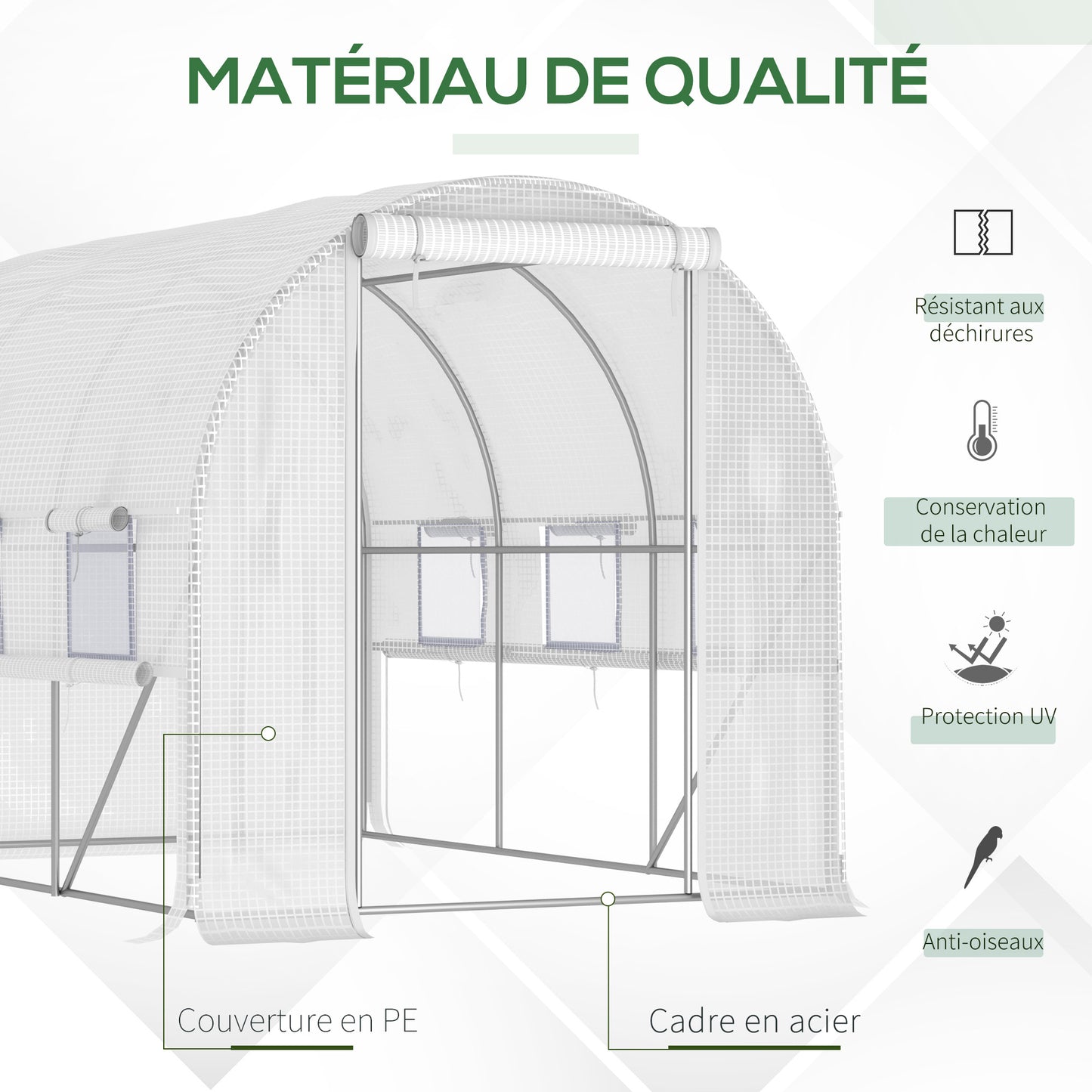 Kas – Tuinkas – Kweekkas – Foliekas – Tuintunnel – 6 m² Oppervlak – Gegalvaniseerd Stalen Frame