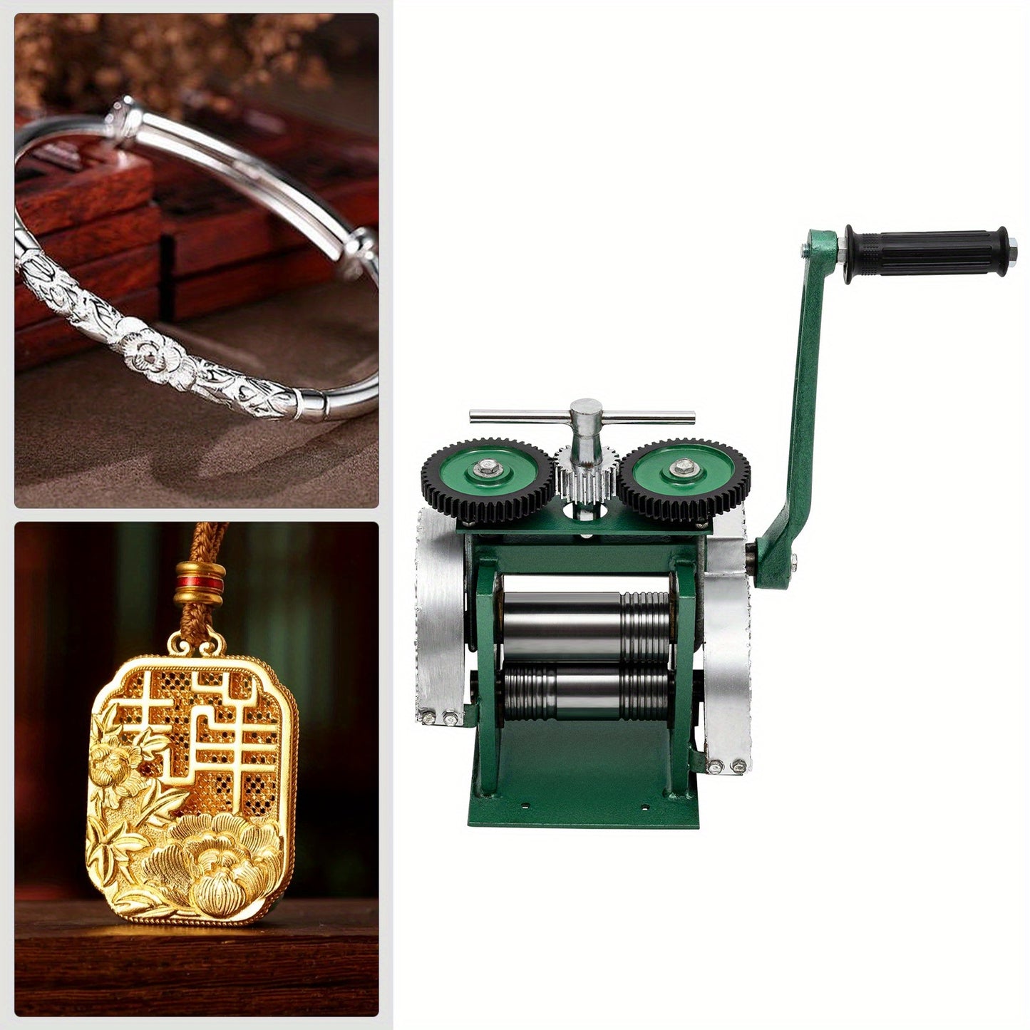 Rolling Mill – Rolmolen – Metaalwals – Draadwals – Sieraadmachine – 3-in-1 Functionaliteit – Duurzaam Gietijzer & Stalen Rollers – Viridity Variant
