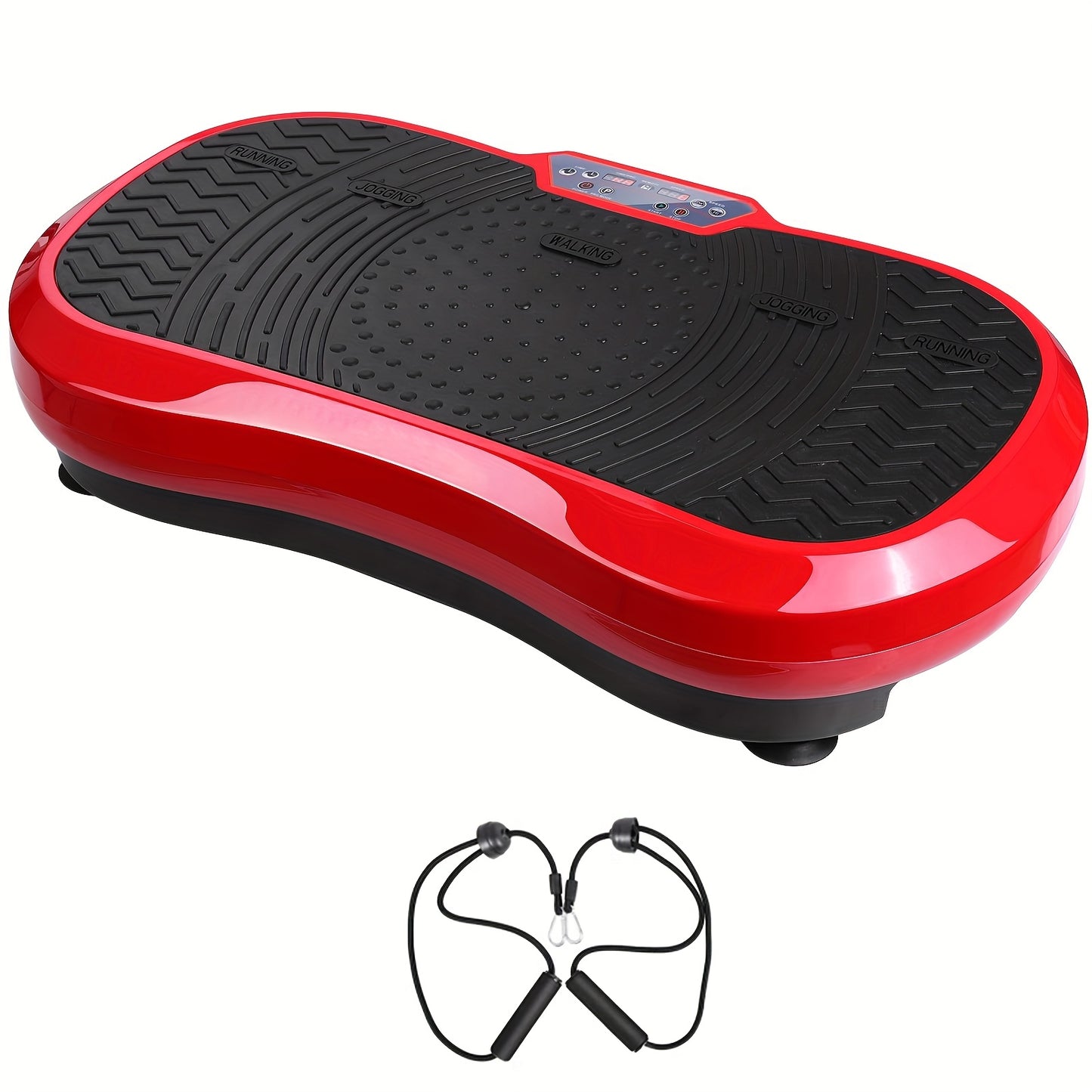 Vibratieplatform – Trilmachine – Balans Trainer – Fitnessplaat – Workout Machine – 120 Verstelbare Niveaus – Antislip Oppervlak – Met Afstandsbediening – Inclusief Trainingsband – Ultra Stil – Robuust IJzer – Rood Zwart