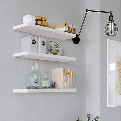 Zwevende plank – Wandplank – Muurplank – Opbergplank – Decoratieve plank – Set van 4 – MDF – Rustiek Wit – Diverse afmetingen 40/60/80/120 cm – Draagvermogen 3-5,5 kg