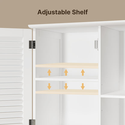 Modern Hoog Badkamerkast – Badkamermeubel – Opbergkast – Staande Kast – Opbergmeubel – Met Opvouwbare Waszak – 2 Deuren & 1 Lade – 6 Open Planken – Duurzaam Hout en Stof – Ruimtebesparend Design – Hoogte 68,58 cm