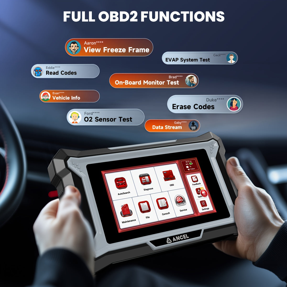 OBD2 Scanner – Diagnoseapparaat – Uitleesapparaat – Auto Scanner – Codelezer – Bidirectioneel – Draadloos – 28+ Resetfuncties – Compact Design