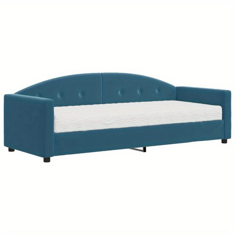 Sofa Bed – Slaapbank – Bedbank – Futon – Slaapbankje – Blauw Velvet – Matras 80x200 cm – Hardhouten Frame – Afneembare Bekleding