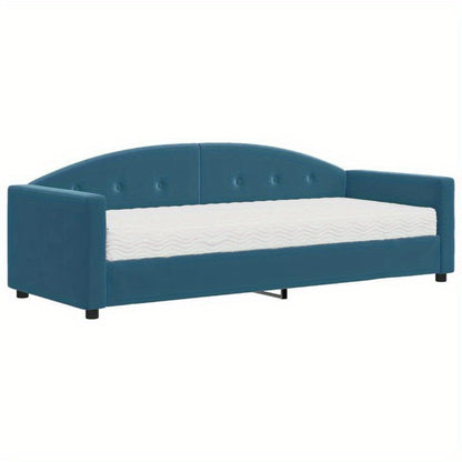 Sofa Bed – Slaapbank – Bedbank – Futon – Slaapbankje – Blauw Velvet – Matras 80x200 cm – Hardhouten Frame – Afneembare Bekleding