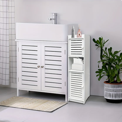 Medicine Cabinets, Narrow Bathroom Cabinet (22x20x75cm) - Multi-Door Storage for TP, Medicine & Cosmetics