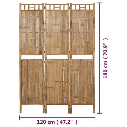 Bamboe Kamerscherm – Roomdivider – Scheidingswand – Kamerscheiding – Bamboescherm – Natuurlijke Bruine Kleur – 120 x 180 cm – 3 Panelen – Lichtgewicht & Flexibel