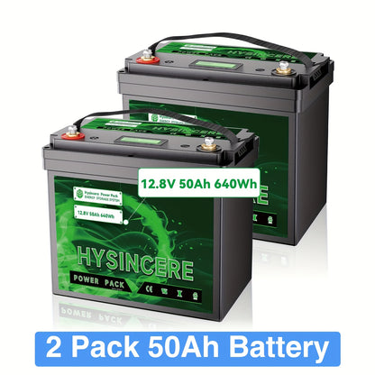 12,8V LiFePO4 Accu – Lithium Accu – Camper Accu – Noodaccu – Solar Accu – 2-Pack 50Ah – 50A BMS Bescherming – Meer Dan 3000 Levenscycli
