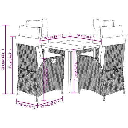Tuinset – Tuinmeubelset – Loungeset – Buitenmeubilair – Terrasset – PE-rattan – Verstelbare Rugleuning – 80x80x74 cm