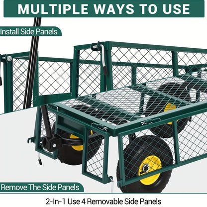 Tuinkar – Kruiwagen – Kiepkar – Tuinwagen – Kar – 500 kg Draagkracht – 3-in-1 Design Met 180° Draaibaar Handvat