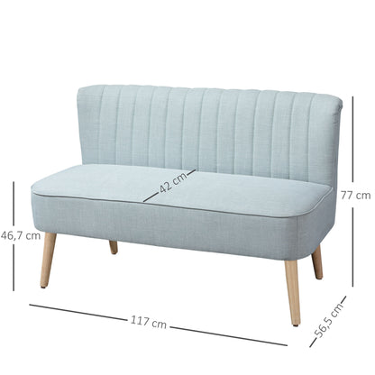 2-zits bank – tweezitsbank – loveseat – zitbank – bankstel – retro design – duurzaam hardhouten frame – lichte linnen stof