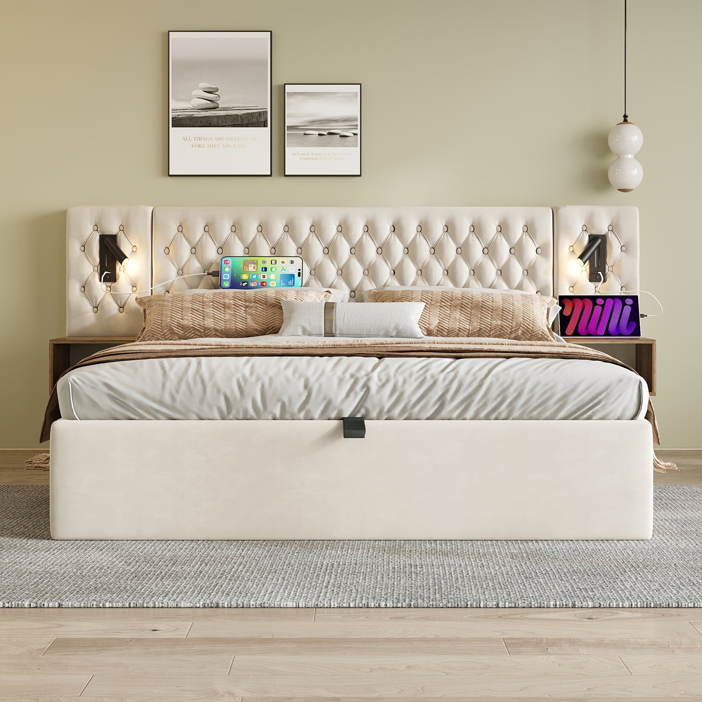 Eenpersoonsbed – Bedbank – Slaapbank – Opbergbed – Logeerbed – Grijs Gestoffeerd – Opbergruimte Onderbed – Lattenbodem – 90x200 cm