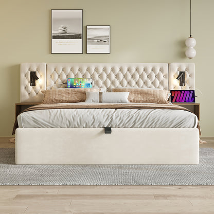 Eenpersoonsbed – Bedbank – Slaapbank – Opbergbed – Logeerbed – Grijs Gestoffeerd – Opbergruimte Onderbed – Lattenbodem – 90x200 cm