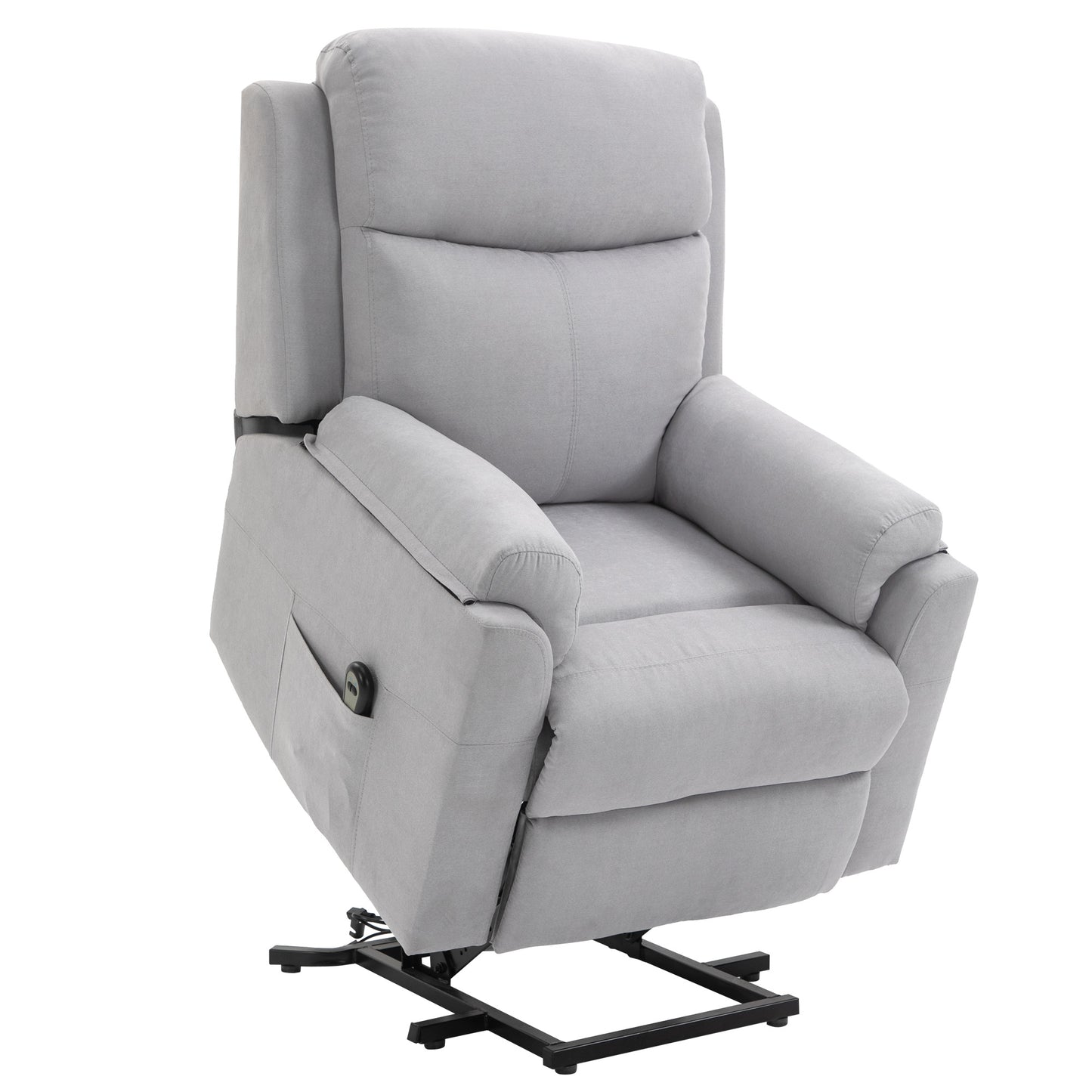 Relaxfauteuil – Relaxstoel – Ligstoel – Elektrische Fauteuil – Sta-op Stoel – Verstelbare Rugleuning 160° – Elektrisch Verstelbare Voetensteun – Polyester Linnen Look Lichtgrijs