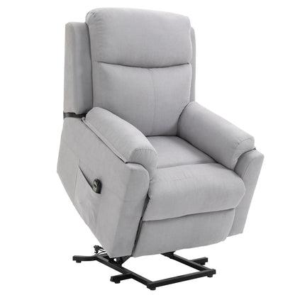 Relaxfauteuil – Relaxstoel – Ligstoel – Elektrische Fauteuil – Sta-op Stoel – Verstelbare Rugleuning 160° – Elektrisch Verstelbare Voetensteun – Polyester Linnen Look Lichtgrijs