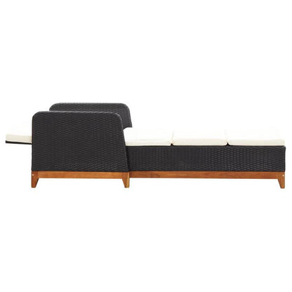 Loungestoel Buiten – Tuinstoel – Patio Stoel – Relaxstoel – Ligstoel – Zwart – Ergonomisch Ontwerp – Acacia Houten Poten