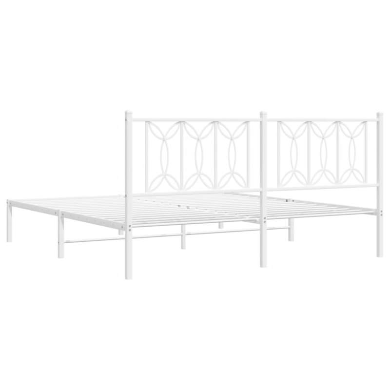 Bedframe Met Hoofdbord Metaal Wit 183X213 Cm