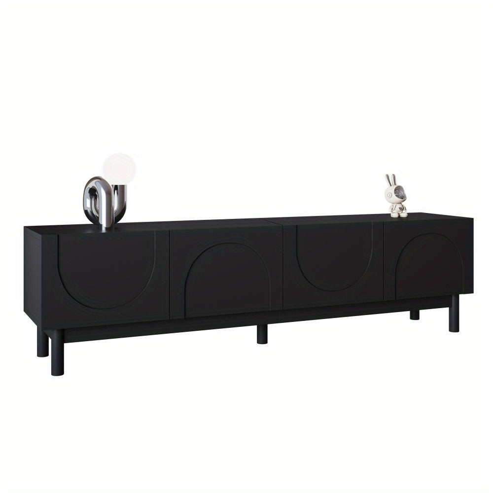 Tv Meubel – TV Kast – TV Meubel Zwart – Media Meubel – Tv Dressoir – Modern Design – Golvende Golfdeuren – 169x34x45,5 cm – Stevige Metalen Poten – Veel Opbergruimte