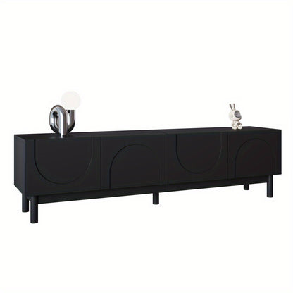 Tv Meubel – TV Kast – TV Meubel Zwart – Media Meubel – Tv Dressoir – Modern Design – Golvende Golfdeuren – 169x34x45,5 cm – Stevige Metalen Poten – Veel Opbergruimte
