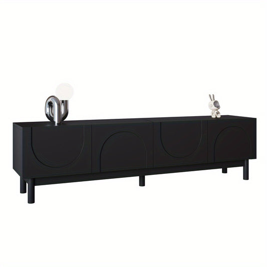 Tv Meubel – TV Kast – TV Meubel Zwart – Media Meubel – Tv Dressoir – Modern Design – Golvende Golfdeuren – 169x34x45,5 cm – Stevige Metalen Poten – Veel Opbergruimte