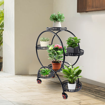 Plantenstandaard – Plantenrek – Bloemenrek – Plantenhouder – Bloemenstandaard – Industrieel Design – Zwart Metaal – 3 Laags – Sterk Draagvermogen 7,5 kg per Tray