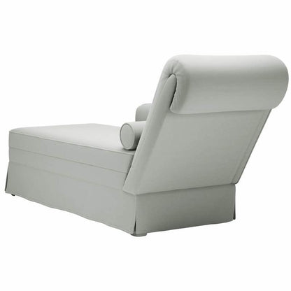 Chaise Longue – Loungebank – Ligstoel – Relaxbank – Bank met Armleuning – Lichtgrijs Velvet – Met Bolsterkussen – Stevig Metalen Frame