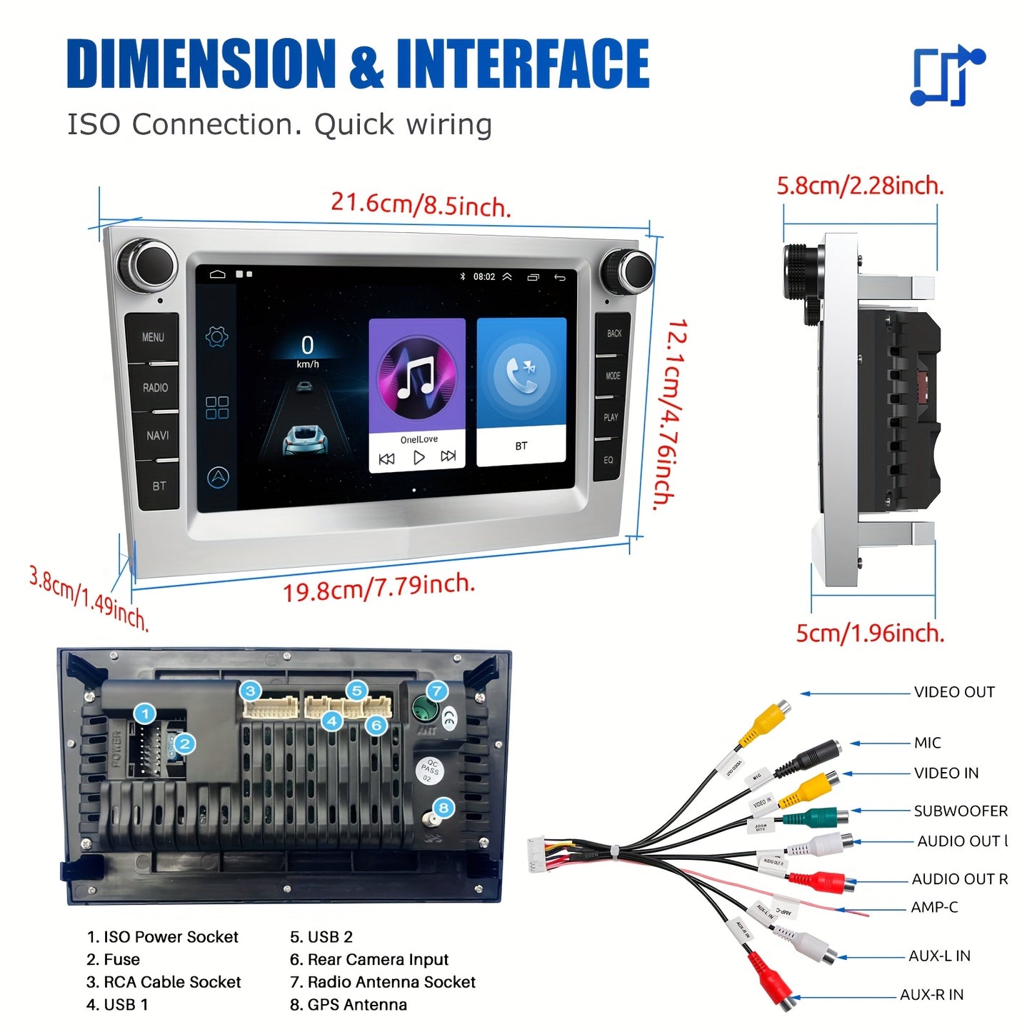 Android Autoradio – Auto Radio – Multimedia Speler – Navigatiesysteem – 2 DIN Headunit – 7 Inch IPS Touchscreen – Android 14 met 4GB RAM & Draadloze CarPlay