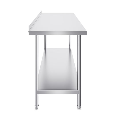 RVS Werktafel – Stalen Werkbank – Keuken Werkblad – Voedselbereidingstafel – Horeca Werktafel – 183x61x91 cm – Verstelbare Opbergruimte – Roestvrij Staal 0,8 mm