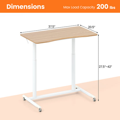 Zitsta Bureau – Staande Werkplek – Verstelbaar Bureau – Mobiel Bureau – Laptop Tafel – C-vormig Design – Verstelbare Hoogte 70-107 cm – Metalen Frame Met Wieltjes